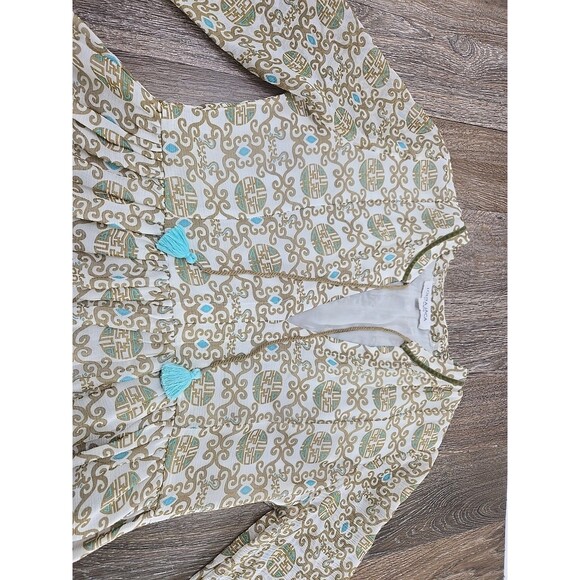 Lolita Jaca St Barth Women's Small Long Sleeve Mini Dress 100% Silk Geometric - Picture 3 of 15